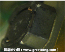 使用銀(Ag)鍍層的電源電感器(Power Inductors)，經過推力測試后，零件端點上已經看不到任何鍍層的痕跡了，所以其耐推力就比較小。